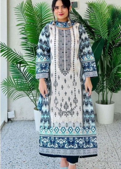 HAZZEL 0107 A BIN SAEED LAWN COLLECTION- 4 SALWAR SUITS BLUE