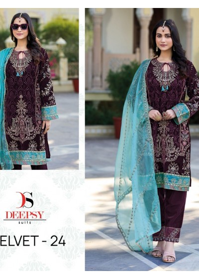 DEEPSY SUITS 32225 C VELVET 24 PAKISTANI SUITS SUPPLIER SURAT