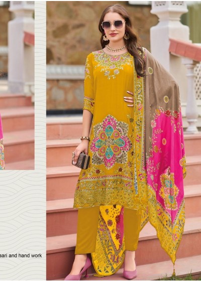 SHREE FABS KT 113 B LATEST SALWAR SUITS YELLOW