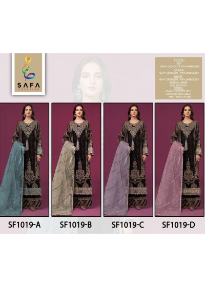 SAFA CREATION SF 1019 A  TO 1019 D PAKISTANI SUITS SINGLE PIECE 