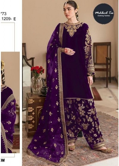 MEHBOOB TEX 1209 E VELVET PAKISTANI SUITS WINE SHED