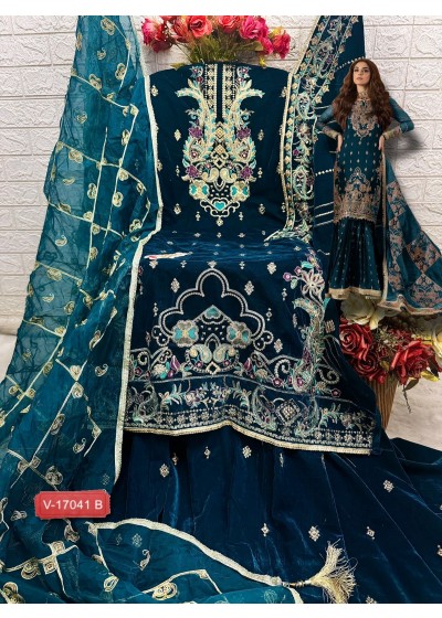 FEPIC V 17041 B PAKISTANI SUITS VELVET EMBROIDERED IN INDIA