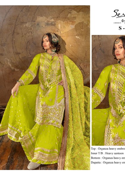 SERINE S 123 F LATEST PAKISTANI DRESS GREEN