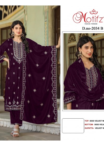 MOTIFZ 2034 B VELVET PAKISTANI SALWAR SUITS ONLINE SHOPPING SURAT