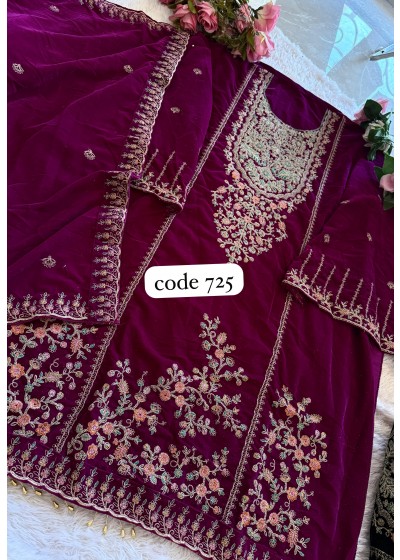 ZIAAZ DESIGNS 725 B VELVETS SALWAR SUITS DARKPINK