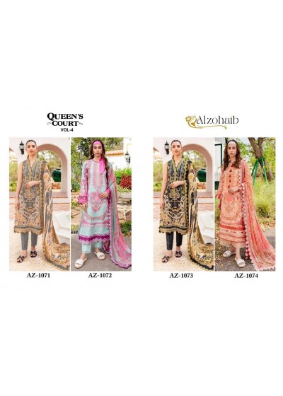 ALZOHAIB AZ 1071 TO AZ 1074 PAKISTANI SUITS COTTON SINGLE PIECE