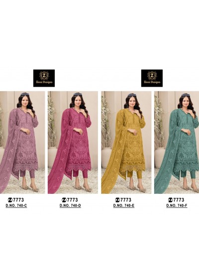 ZIAAZ DESIGNS 740 PAKISTANI SUITS WHOLESALE BY SHOP