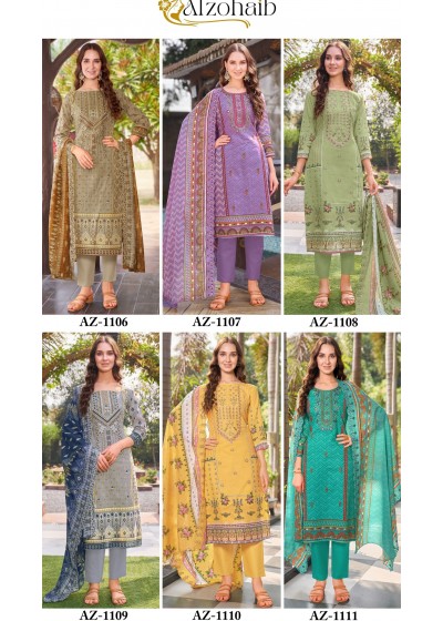 ALZOHAIB AZ 1106 1107 1108 1109 1110 1111 COTTON PAKISTANI SUITS WHOLESALE PRICE SURAT