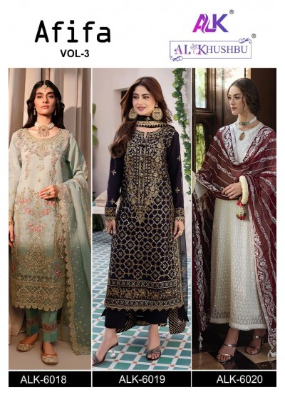 AL KHUSHBU ALK 6018 6019 6020 AFIFA VOL 3 PAKISTANI DRESSES MANUFACTURER