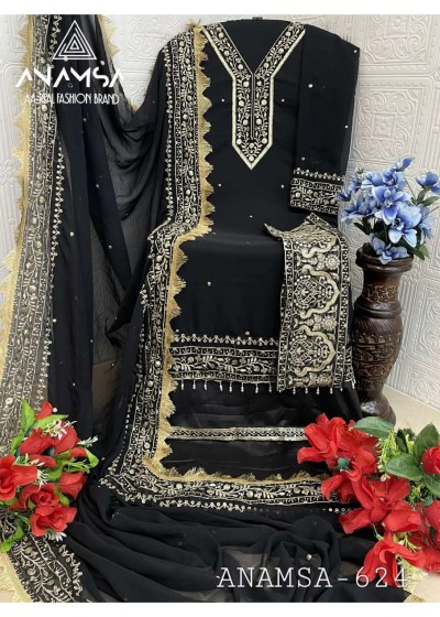 ANAMSA 624 BLACK PAKISTANI DRESSES WHOLESALE SINGLE