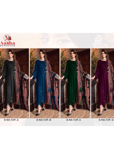 AASHA DESIGNER 1139 A TO 1139 D LATEST DESIGNER PAKISTANI SUITS
