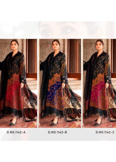 AASHA DESIGNER 1142 A B C COTTON PAITCH PAKISTANI SALWAR SUITS SINGLE