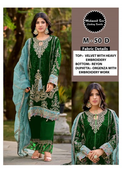 MEHMOOD TEX M 50 ABCD VELVET PAKISTANI SALWAR SUITS WHOLESALER