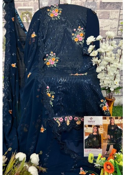 MAHNUR FASHION 14001 PEACOCK BLUE PAKISTANI SUITS
