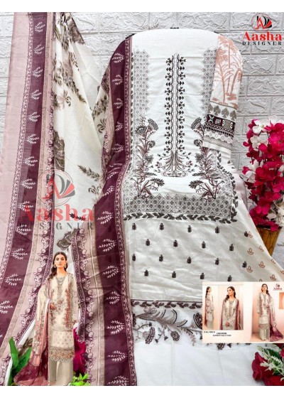AASHA DESIGNER 1065 B CHEVRON SUMMER COLLECTION SALWAR SUITS COTTON SIFFON DUPTTA