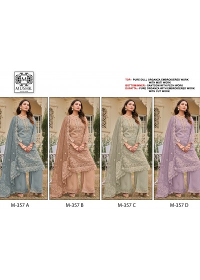 MUSHK BY SHRADDHA M 357 A B C D PARTYWEAR COLLECTION ORGANZA
