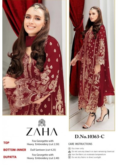 ZAHA SIMRAN 10363 C RED COLOUR PAKISTANI SUITS WHOLESALE