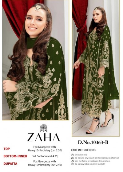 ZAHA SIMRAN 10363 B GREEN COLOUR PAKISTANI SUITS WHOLESALE