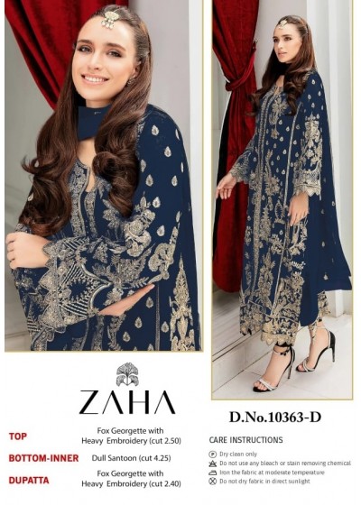 ZAHA SIMRAN 10363 D BLUE COLOUR PAKISTANI SUITS WHOLESALE