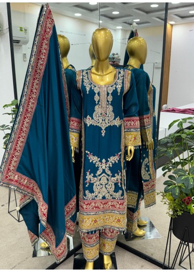 ZEEL FASHION ZF 376 PEACOCK BLUE HIT READYMADE PAKISTANI DRESSES